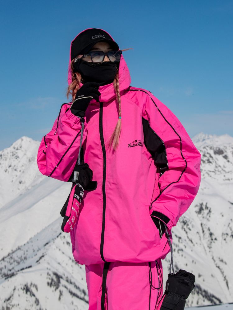 Tolasmik TK PRO+ Printed Stitching Pink Snow Jacket - Men's - Snowears- Snowboard Jackets