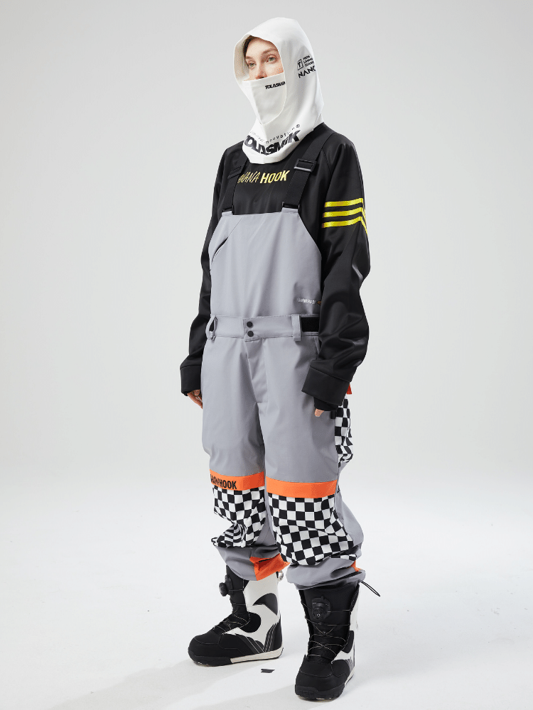 Tolasmik X Banana Hook Premium Grey Chess Bib Pants - Unisex - Snowears- bibs