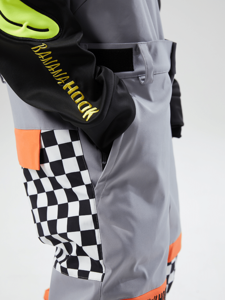 Tolasmik X Banana Hook Premium Grey Chess Bib Pants - Unisex - Snowears- bibs