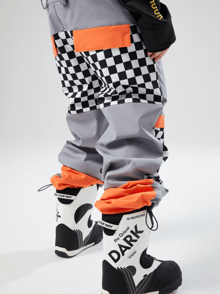 Tolasmik X Banana Hook Premium Grey Chess Bib Pants - Unisex - Snowears- bibs