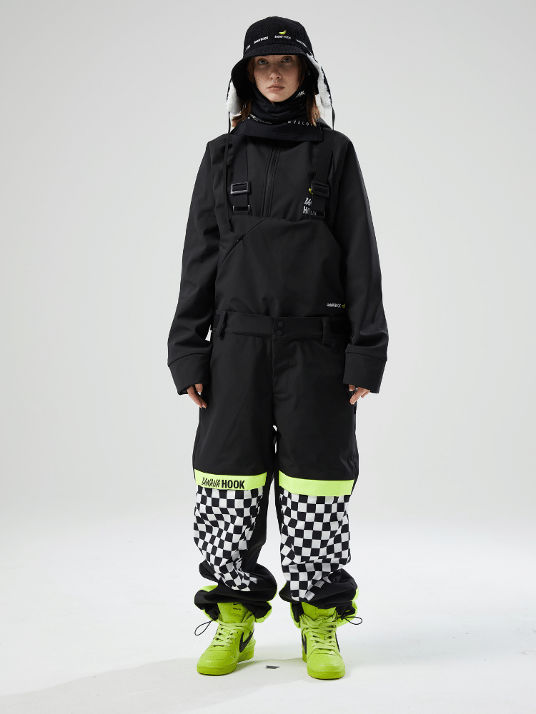 Tolasmik X Banana Hook Premium Chess Baggy Bib Pants - Unisex - Snowears- bibs