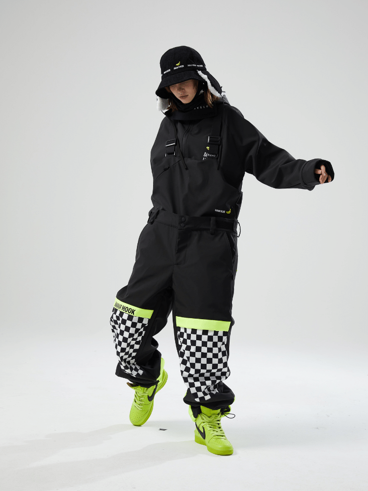 Tolasmik X Banana Hook Premium Chess Baggy Bib Pants - Unisex - Snowears- bibs