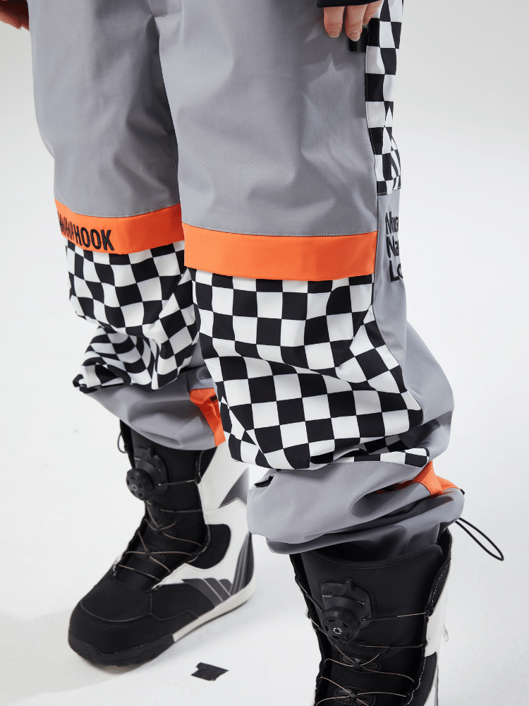 Tolasmik X Banana Hook Premium Grey Chess Bib Pants - Unisex - Snowears- bibs