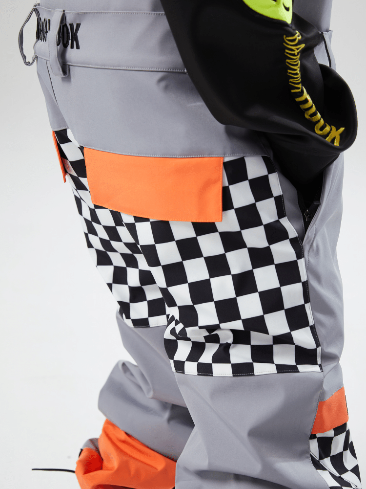 Tolasmik X Banana Hook Premium Grey Chess Bib Pants - Unisex - Snowears- bibs