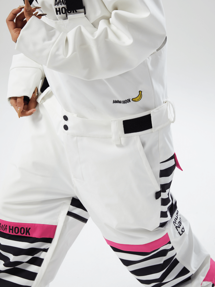 Tolasmik X Banana Hook Premium White Bib Pants - Unisex - Snowears- bibs