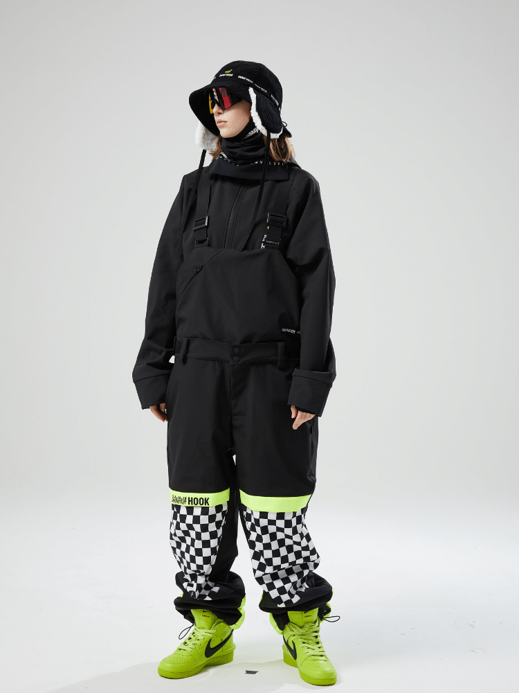 Tolasmik X Banana Hook Premium Chess Baggy Bib Pants - Unisex - Snowears- bibs