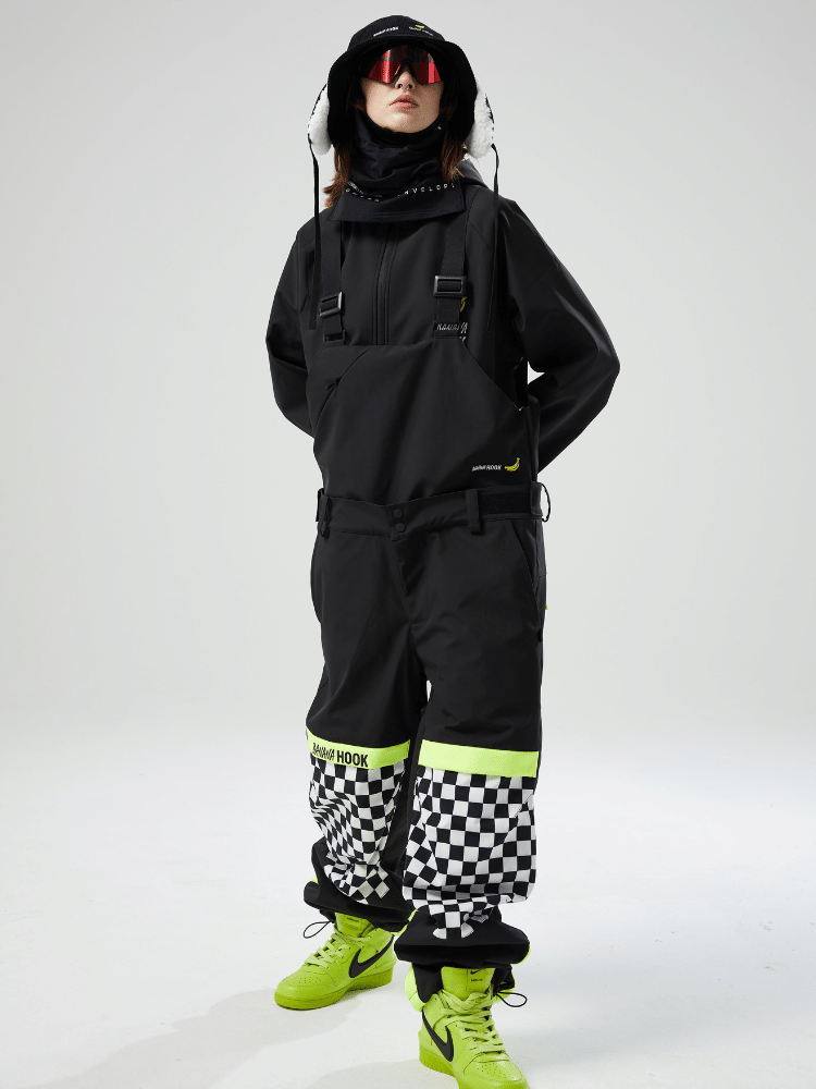 Tolasmik X Banana Hook Premium Chess Baggy Bib Pants - Unisex - Snowears- bibs