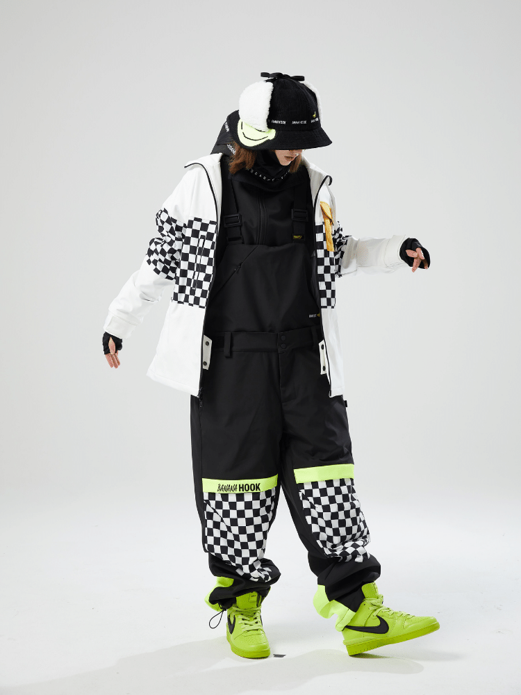 Tolasmik X Banana Hook Premium Chess Baggy Bib Pants - Unisex - Snowears- bibs